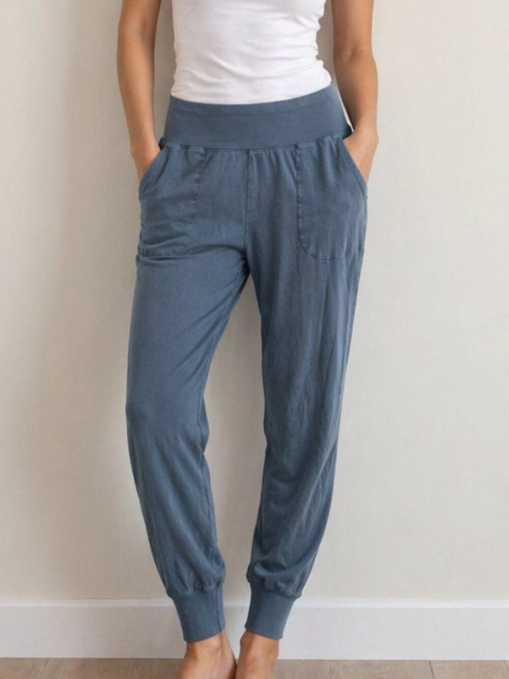 Maggies Organics Blue Womens Size Large Lightweight stretch pants